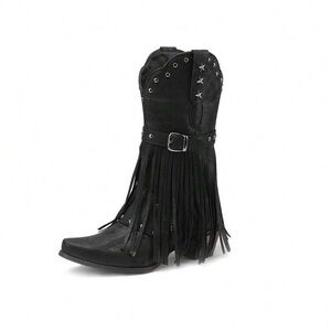 mid calf block heel boots